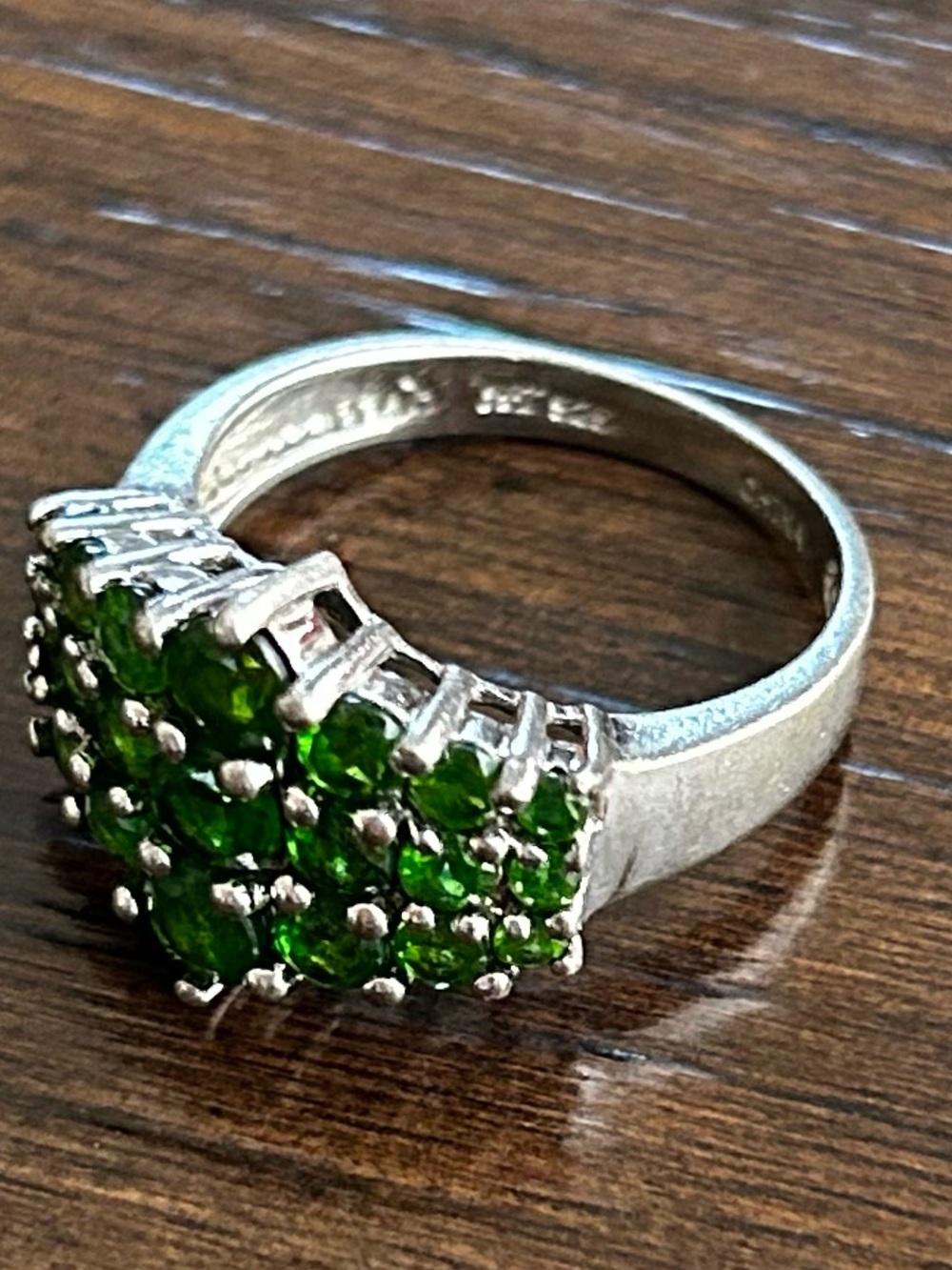 Stunning .925 Sterling Silver Chrome Diopside Cluster Ring size 8 - Picture 6 of 11